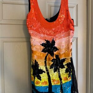 Vintage ASOS Palm Tree Sequin Dress - 8